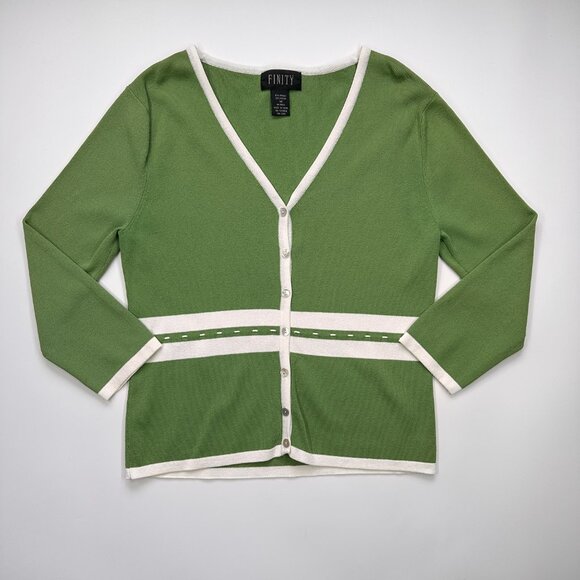 Retro Styled Green Preppy Button Sweater 50's Mod - Picture 6 of 8
